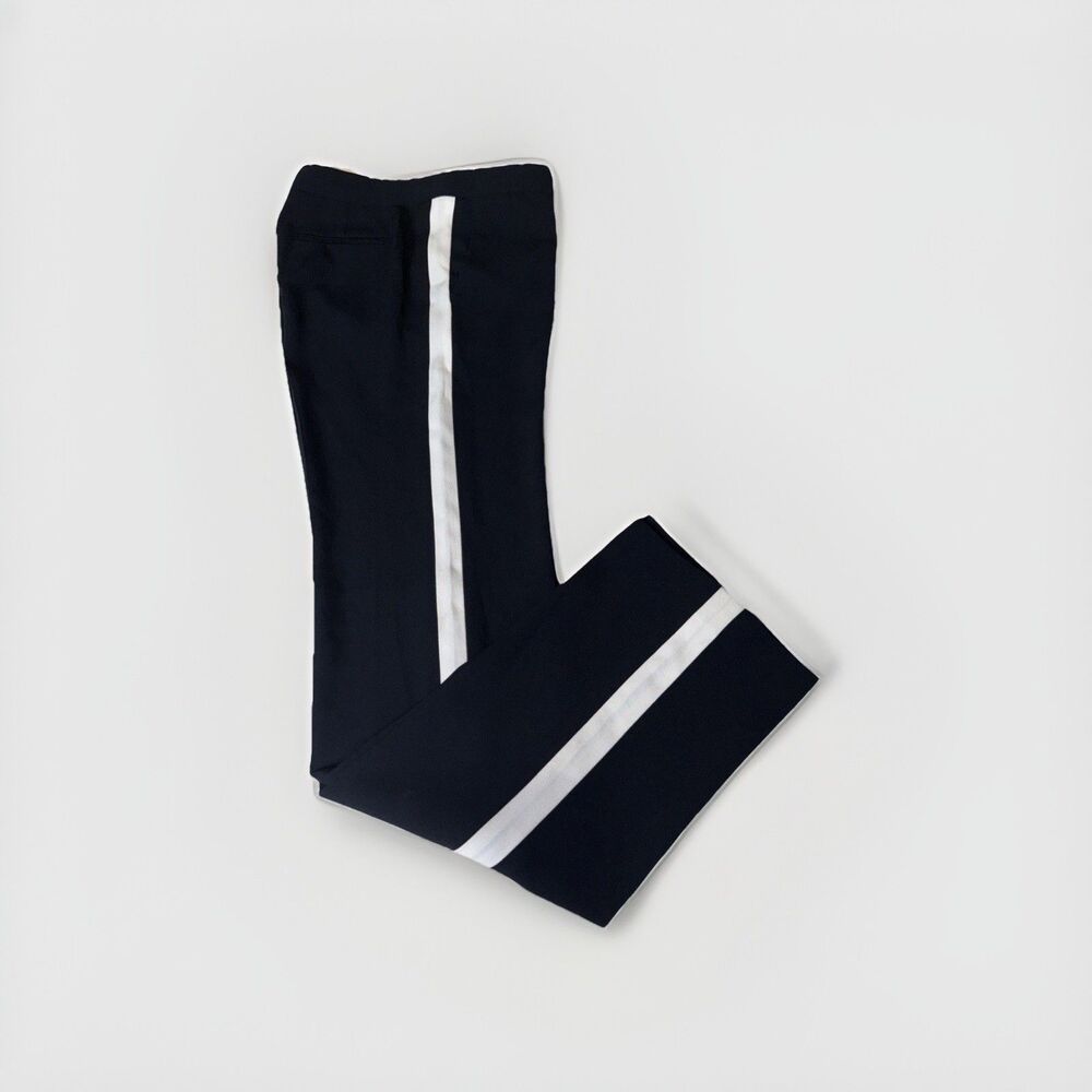 Wilfred Black White Stripe Side Tuxedo Pants Structured Crepe Sz 2